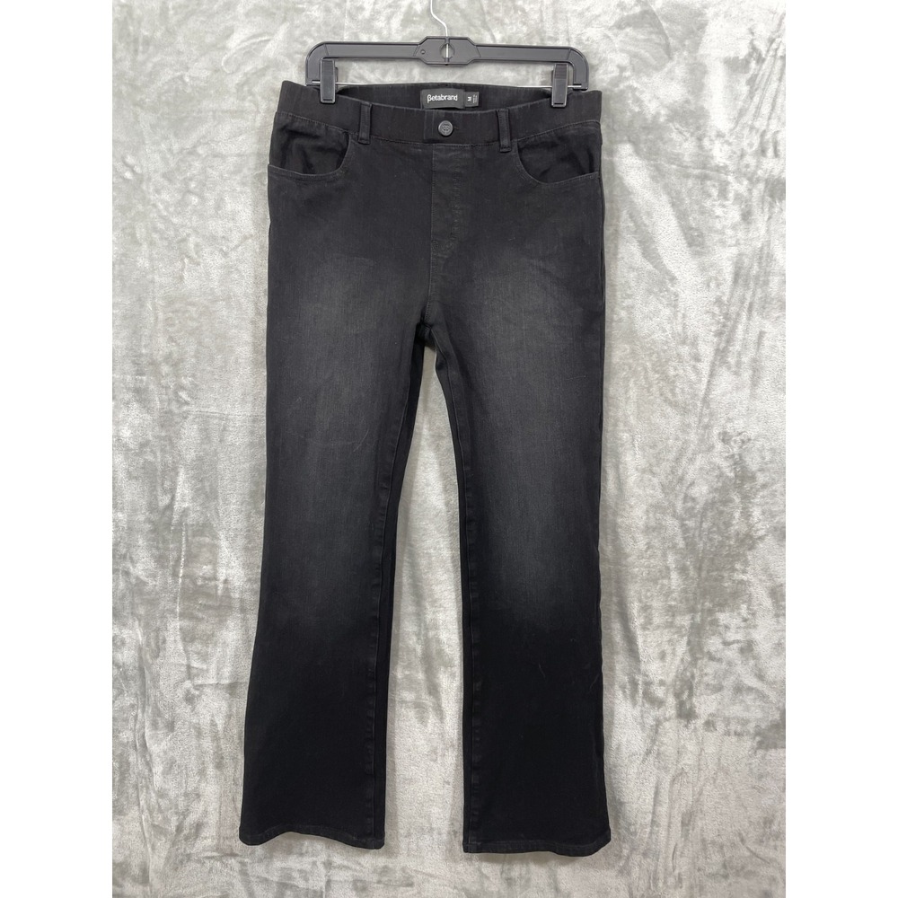 Betabrand Pull On Jeans Womens Size M Black Stretch Boot 31" Inseam